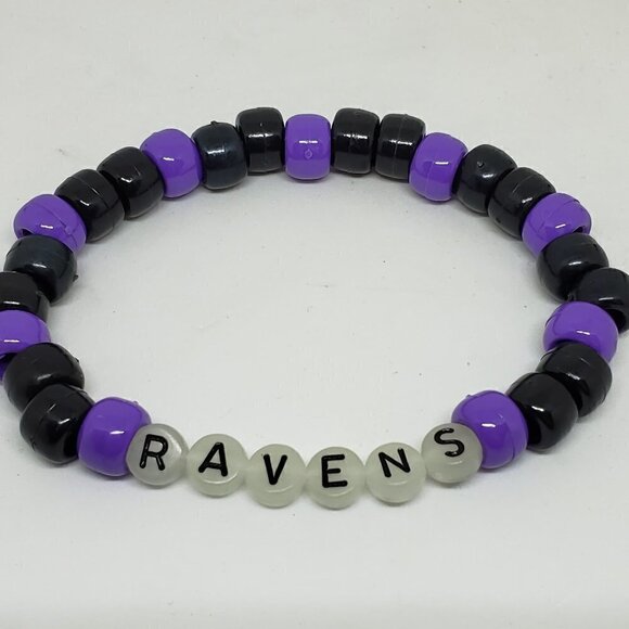 Baltimore Ravens glow in dark Beaded Bracelet - Picture 1 of 3